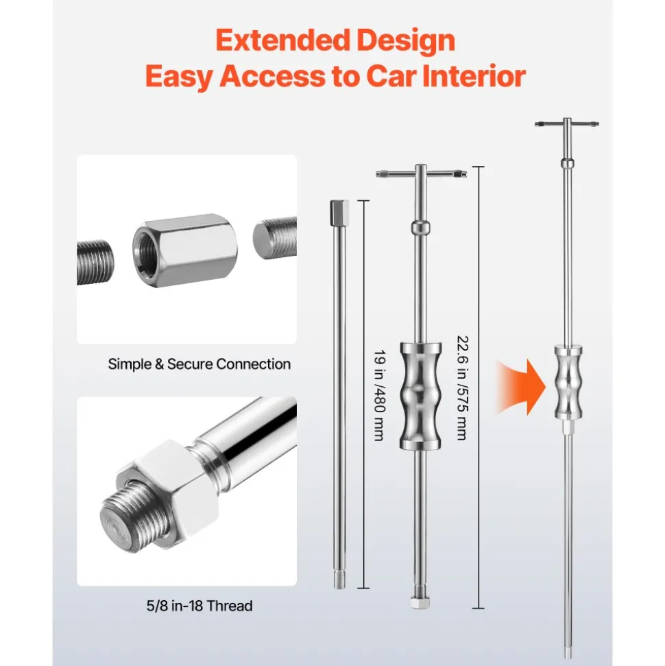 VEVOR Inner CV Axle Puller Tool Set with 5/8 in-18 Slide Hammer & 2-Inch 2.5-Inch CV Joint Fork Adapter, Inner CV Joint Removal Tool Kit, Heavy Duty Front Wheel Drive Axle Puller Slide Hammer Set