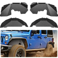 VEVOR Inner Fender Liner, Front & Rear Fender Liner Compatible with 2007-2018 Jeeps JK/JKU 2/4 Doors, Steel Mud Guards Bolt-on Style Fenders Flare, Wheel Well Cover Fenders Flare Liners, Black
