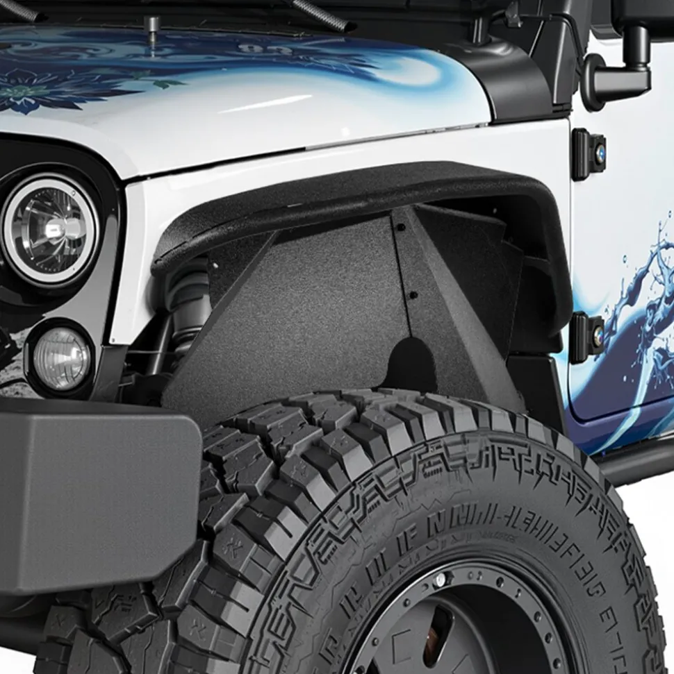 VEVOR Inner Fender Liner, Front Fender Liner Compatible with 2007-2018 Jeeps JK/JKU 2/4 Doors, Steel Mud Guards Bolt-on Style Fenders Flare, Wheel Well Cover Fenders Flare Liners, Scratch-Resistant