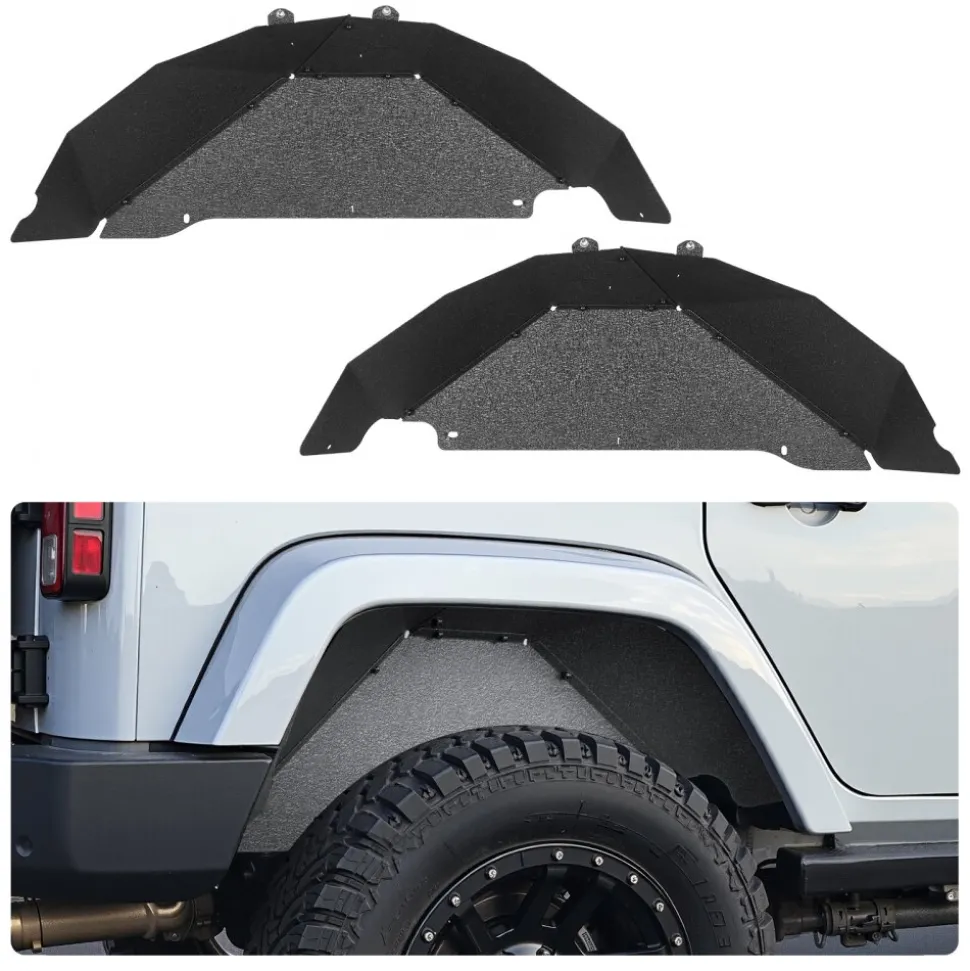 VEVOR Inner Fender Liner, Rear Fender Liner Compatible with 2007-2018 Jeeps JK/JKU 2/4 Doors, Steel Mud Guards Bolt-on Style Fenders Flare, Wheel Well Cover Fenders Flare Liners, Scratch-Resistant