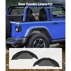 VEVOR Inner Fender Liner, Rear Fender Liner Compatible with 2007-2018 Jeeps JK/JKU 2/4 Doors, Steel Mud Guards Bolt-on Style Fenders Flare, Wheel Well Cover Fenders Flare Liners, Scratch-Resistant
