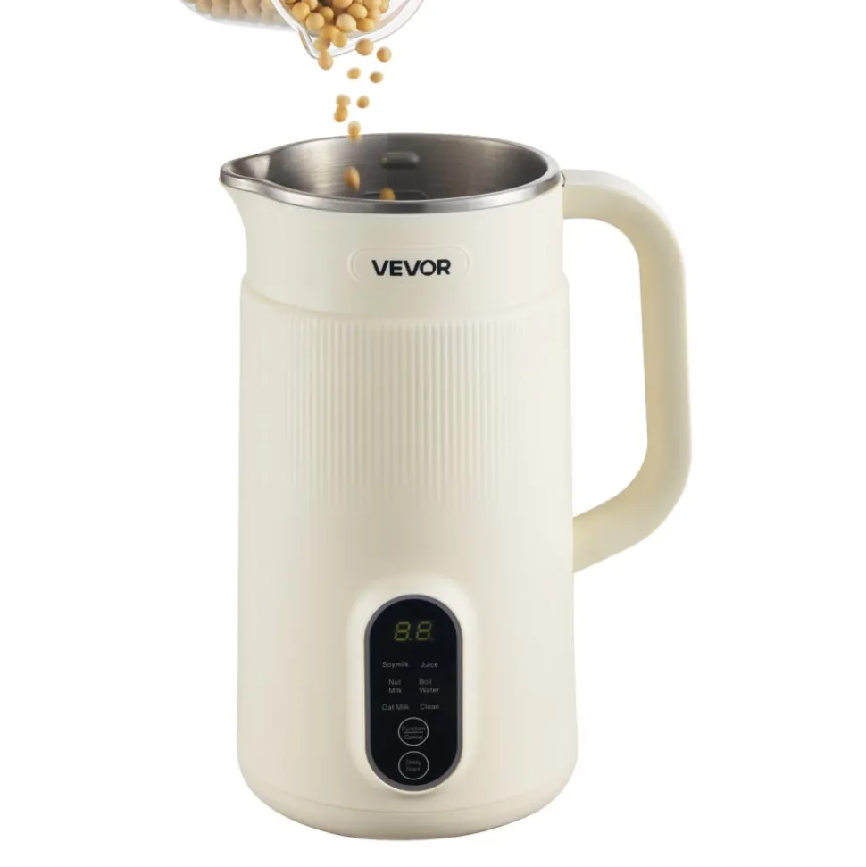VEVOR 6-in-1 Nut Milk Maker, 20 oz Soy Milk Maker Machine with 6 Blades, for Homemade Oat, Nut, Soy, Juice, Plant-Based and Non Dairy Beverages with High-Temp Self-Cleaning, Boil Water, 12-Hour Delay