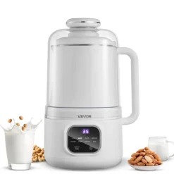 VEVOR 8-in-1 Nut Milk Maker, 34 oz Soy Milk Maker with 200W Blending, for Homemade Oat, Nut, Soy, Juice, Milkshake, Rice Cereal, Plant-Based Beverages with Self-Cleaning, Boil Water, 12-Hour Delay