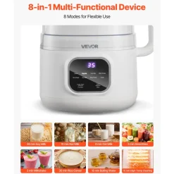 VEVOR 8-in-1 Nut Milk Maker, 34 oz Soy Milk Maker with 200W Blending, for Homemade Oat, Nut, Soy, Juice, Milkshake, Rice Cereal, Plant-Based Beverages with Self-Cleaning, Boil Water, 12-Hour Delay