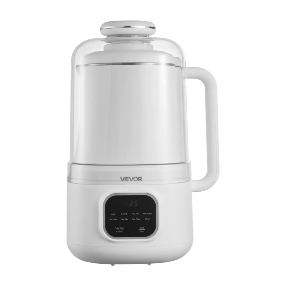 VEVOR 8-in-1 Nut Milk Maker, 34 oz Soy Milk Maker with 200W Blending, for Homemade Oat, Nut, Soy, Juice, Milkshake, Rice Cereal, Plant-Based Beverages with Self-Cleaning, Boil Water, 12-Hour Delay