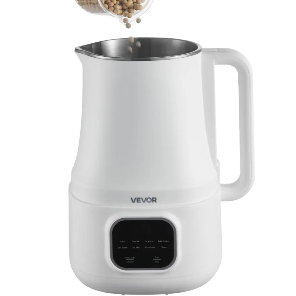 VEVOR 8-in-1 Nut Milk Maker, 34 oz Soy Milk Maker with 200W Blending, for Homemade Oat, Nut, Soy, Juice, Milkshake, Rice Cereal, Plant-Based Beverages with Self-Cleaning, Boil Water, 12-Hour Delay