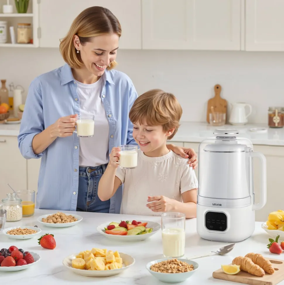 VEVOR 8-in-1 Nut Milk Maker, 34 oz Soy Milk Maker with 200W Blending, for Homemade Oat, Nut, Soy, Juice, Milkshake, Rice Cereal, Plant-Based Beverages with Self-Cleaning, Boil Water, 12-Hour Delay
