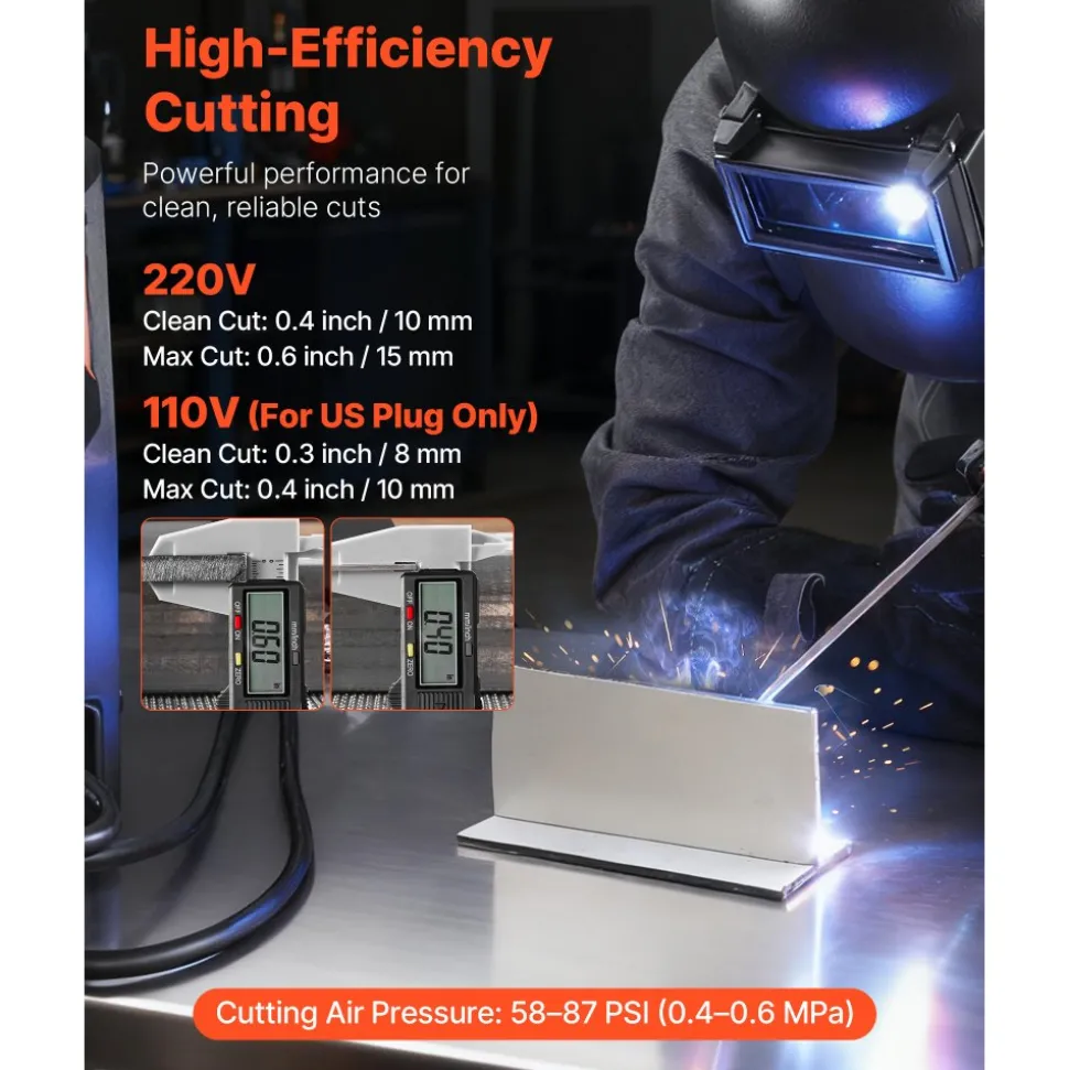 VEVOR 5-in-1 Plasma Cutter Welder Combo - CUT/TIG/Gas MIG/Flux MIG/MMA, 50A Non-Contact Plasma Cutting Machine & 200A Synergic Welder, 110V/220V Aluminum Pulse Mig Welder Compatible with Spool Gun