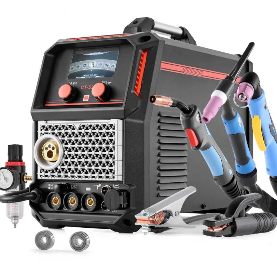 VEVOR 5-in-1 Plasma Cutter Welder Combo - CUT/TIG/Gas MIG/Flux MIG/MMA, 50A Non-Contact Plasma Cutting Machine & 200A Synergic Welder, 110V/220V Aluminum Pulse Mig Welder Compatible with Spool Gun