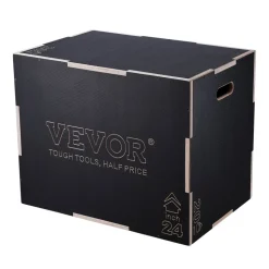VEVOR 3 in 1 Plyometric Jump Box, 16/14/12 Inch Cotton Plyo Box, Platform & Jumping Agility Box, Anti-Slip Fitness Exercise Step Up Box for Home Gym Training, Conditioning Strength Training, Black