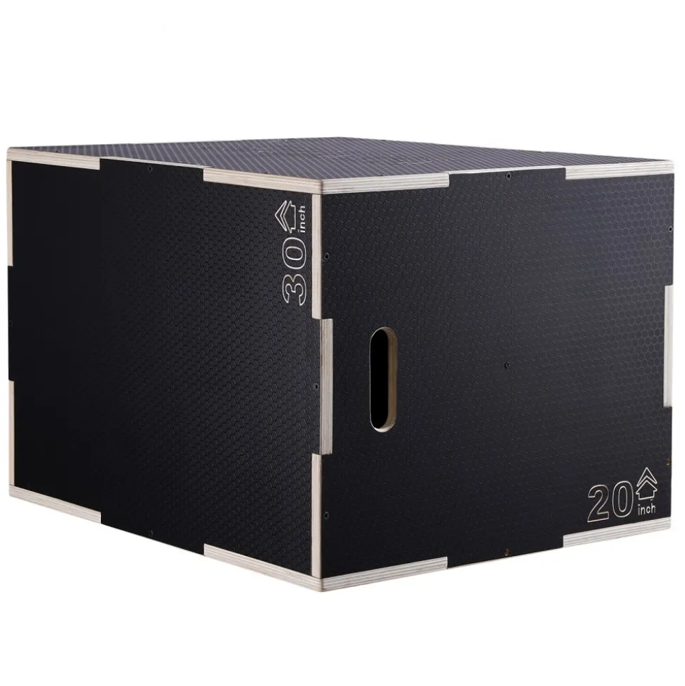 VEVOR 3 in 1 Plyometric Jump Box, 16/14/12 Inch Cotton Plyo Box, Platform & Jumping Agility Box, Anti-Slip Fitness Exercise Step Up Box for Home Gym Training, Conditioning Strength Training, Black