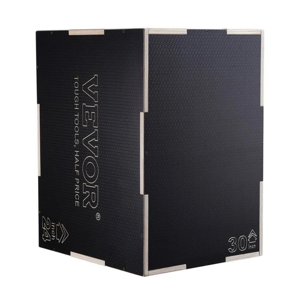 VEVOR 3 in 1 Plyometric Jump Box, 16/14/12 Inch Cotton Plyo Box, Platform & Jumping Agility Box, Anti-Slip Fitness Exercise Step Up Box for Home Gym Training, Conditioning Strength Training, Black