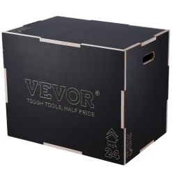 VEVOR 3 in 1 Plyometric Jump Box, 16/14/12 Inch Cotton Plyo Box, Platform & Jumping Agility Box, Anti-Slip Fitness Exercise Step Up Box for Home Gym Training, Conditioning Strength Training, Black