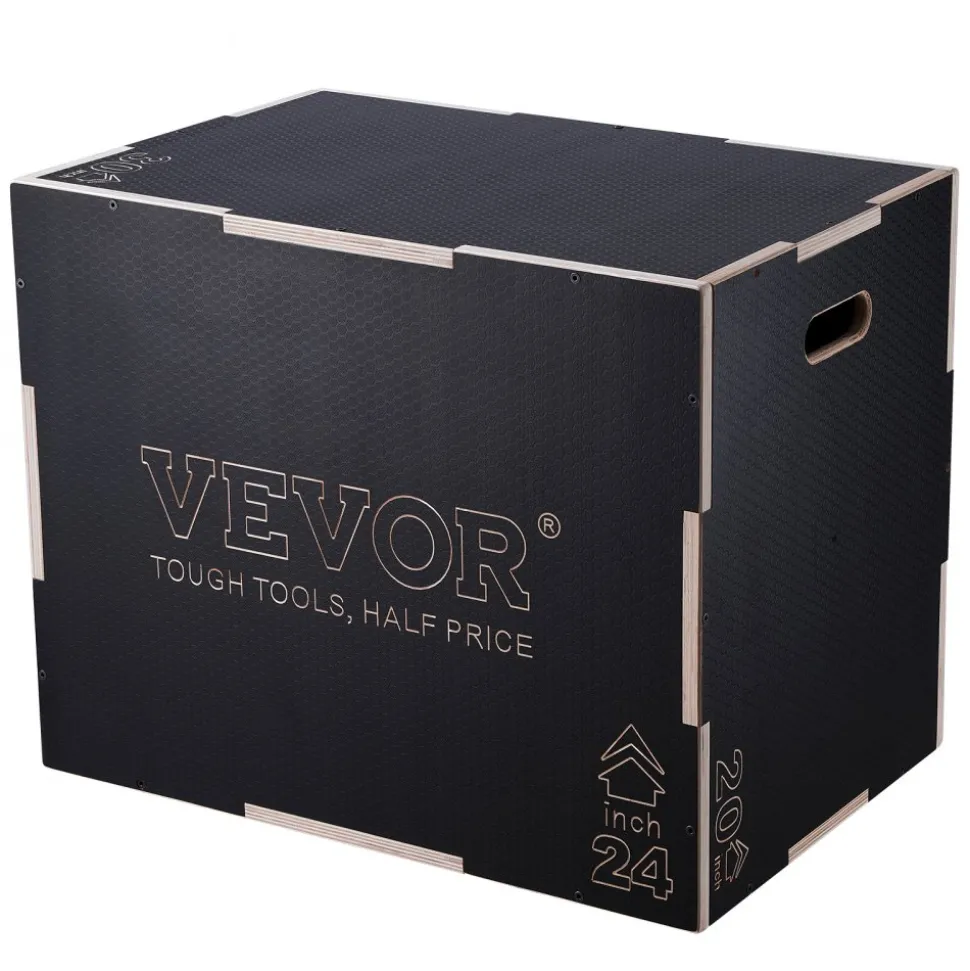 VEVOR 3 in 1 Plyometric Jump Box, 16/14/12 Inch Cotton Plyo Box, Platform & Jumping Agility Box, Anti-Slip Fitness Exercise Step Up Box for Home Gym Training, Conditioning Strength Training, Black