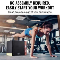 VEVOR 3 in 1 Plyometric Jump Box, 20/18/16 Inch Cotton Plyo Box, Platform & Jumping Agility Box, Anti-Slip Fitness Exercise Step Up Box for Home Gym Training, Conditioning Strength Training, Black