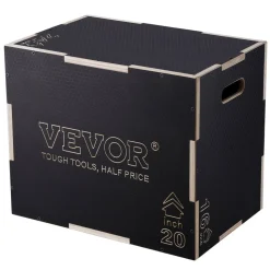 VEVOR 3 in 1 Plyometric Jump Box, 24/20/16 Inch Wooden Plyo Box, Platform & Jumping Agility Box, Anti-Slip Fitness Exercise Step Up Box for Home Gym Training, Conditioning Strength Training, Black