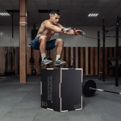 VEVOR 3 in 1 Plyometric Jump Box, 24/20/16 Inch Wooden Plyo Box, Platform & Jumping Agility Box, Anti-Slip Fitness Exercise Step Up Box for Home Gym Training, Conditioning Strength Training, Black