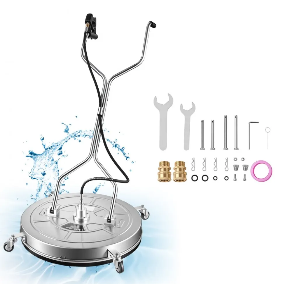 VEVOR 30 in Pressure Washer Surface Cleaner, Raised Handle, Stainless Steel, Power Washer Attachment with Wheels for Concrete, Patio, Sidewalk, Deck, Driveway, Floor, 4000 Max PSI, 3/8 Quick Connector