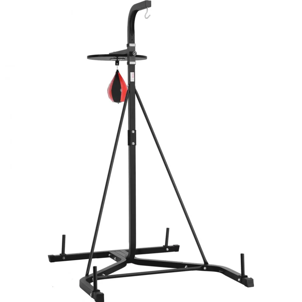 VEVOR 2 in 1 Punching Bag Stand, Steel Heavy Duty Workout Equipment, Adjustable Height Boxing Punching Bag and Speed Bag Stand, Freestanding Sandbag Rack, Holds Up to 140 lbs, for Home Gym Fitness