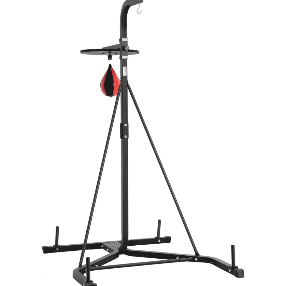 VEVOR 2 in 1 Punching Bag Stand, Steel Heavy Duty Workout Equipment, Adjustable Height Boxing Punching Bag and Speed Bag Stand, Freestanding Sandbag Rack, Holds Up to 140 lbs, for Home Gym Fitness