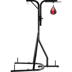 VEVOR 2 in 1 Punching Bag Stand, Steel Heavy Duty Workout Equipment, Adjustable Height Boxing Punching Bag and Speed Bag Stand, Freestanding Sandbag Rack, Holds Up to 140 lbs, for Home Gym Fitness