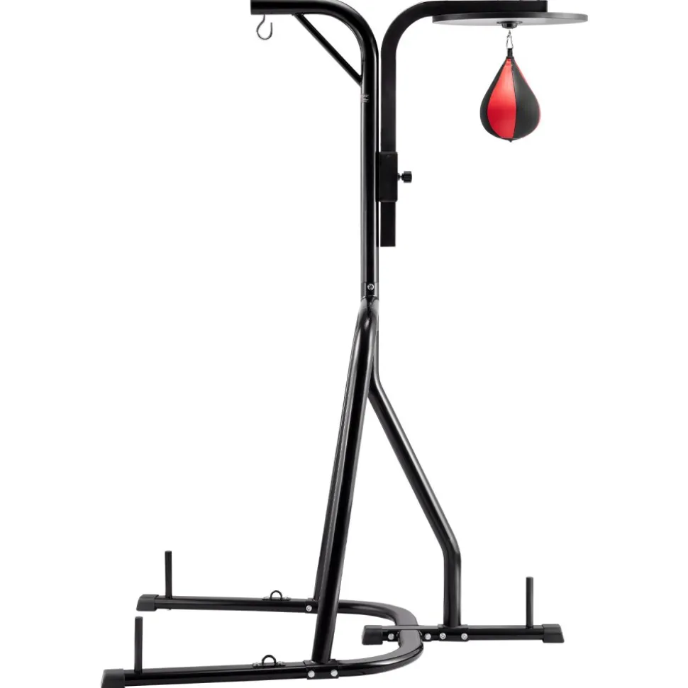 VEVOR 2 in 1 Punching Bag Stand, Steel Heavy Duty Workout Equipment, Adjustable Height Boxing Punching Bag and Speed Bag Stand, Freestanding Sandbag Rack, Holds Up to 140 lbs, for Home Gym Fitness