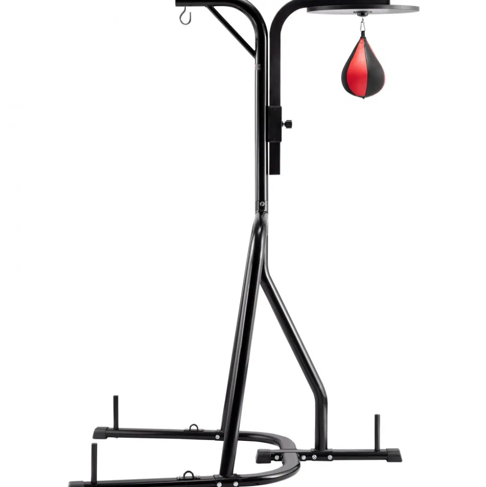 VEVOR 2 in 1 Punching Bag Stand, Steel Heavy Duty Workout Equipment, Adjustable Height Boxing Punching Bag and Speed Bag Stand, Freestanding Sandbag Rack, Holds Up to 140 lbs, for Home Gym Fitness