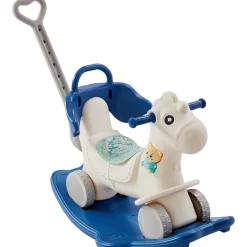 VEVOR 4 in 1 Rocking Horse for Toddlers 1-3 Years, Baby Rocking Horse with Detachable Balance Board, Push Handle and 4 Smooth Wheels, Support up to HDPE 80 lbs Kids Ride on Toy with Sound, Blue