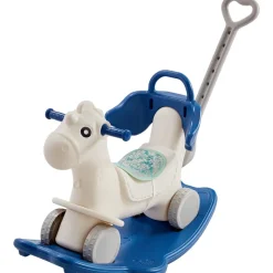 VEVOR 4 in 1 Rocking Horse for Toddlers 1-3 Years, Baby Rocking Horse with Detachable Balance Board, Push Handle and 4 Smooth Wheels, Support up to HDPE 80 lbs Kids Ride on Toy with Sound, Blue