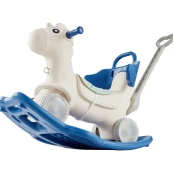 VEVOR 4 in 1 Rocking Horse for Toddlers 1-3 Years, Baby Rocking Horse with Detachable Balance Board, Push Handle and 4 Smooth Wheels, Support up to HDPE 80 lbs Kids Ride on Toy with Sound, Blue