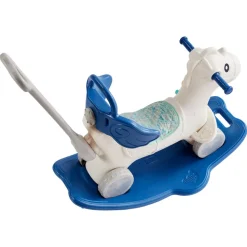 VEVOR 4 in 1 Rocking Horse for Toddlers 1-3 Years, Baby Rocking Horse with Detachable Balance Board, Push Handle and 4 Smooth Wheels, Support up to HDPE 80 lbs Kids Ride on Toy with Sound, Blue