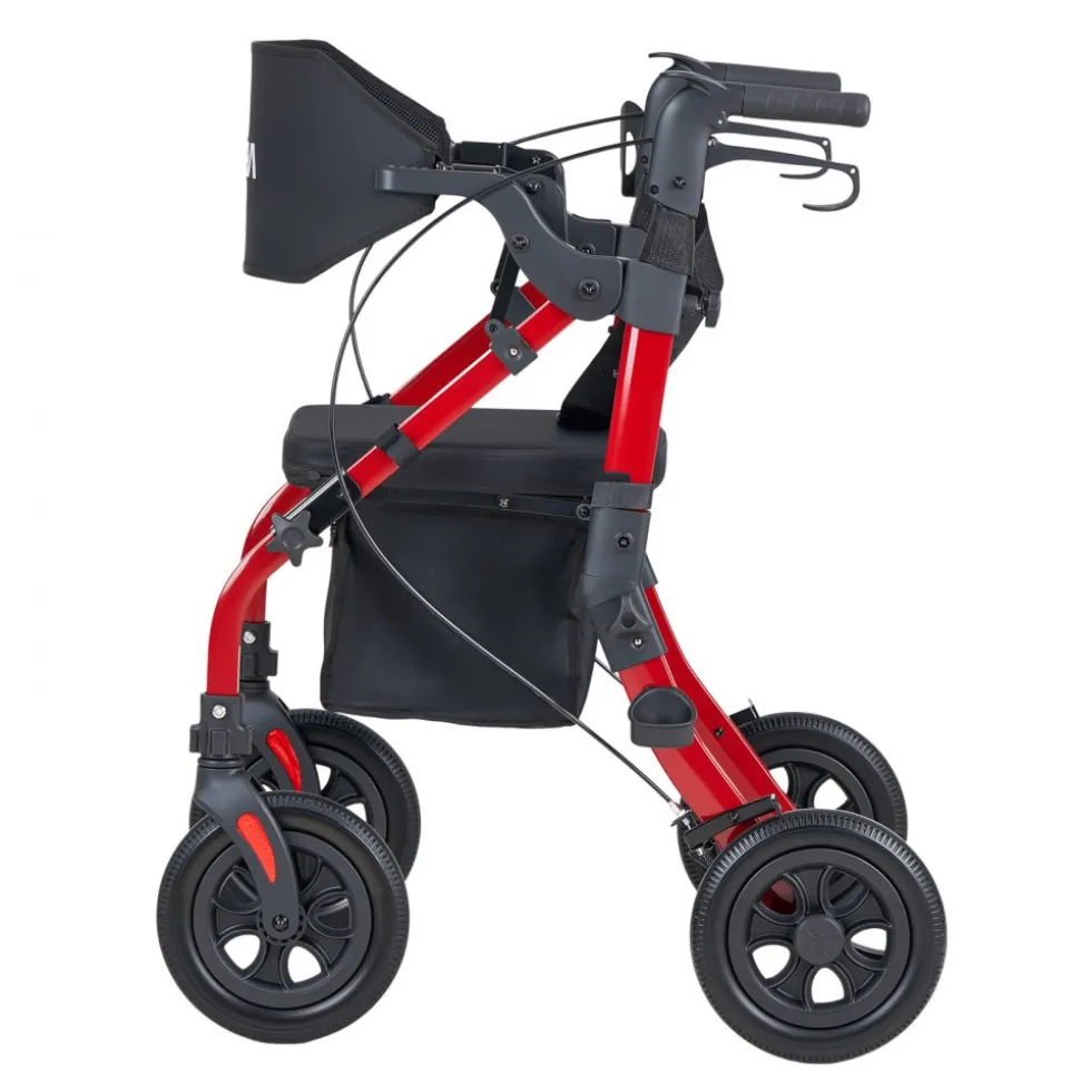 VEVOR 2-in-1 Rollator Walker & Transport Chair for Seniors, Foldable Rolling Walker Wheelchair, Lightweight Aluminum Mobility Walking Aid with Solid PU Wheels, Cup & Cane Holder - Supports 300LBS