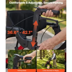 VEVOR 2-in-1 Rollator Walker & Transport Chair for Seniors, Foldable Rolling Walker Wheelchair, Lightweight Aluminum Mobility Walking Aid with Solid PU Wheels, Cup & Cane Holder - Supports 300LBS