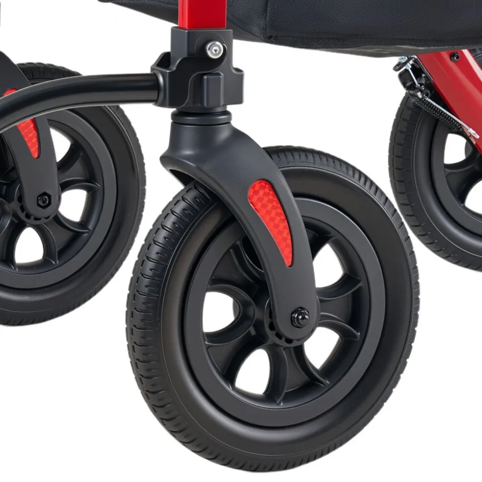 VEVOR 2-in-1 Rollator Walker & Transport Chair for Seniors, Foldable Rolling Walker Wheelchair, Lightweight Aluminum Mobility Walking Aid with Solid PU Wheels, Cup & Cane Holder - Supports 300LBS