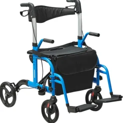 VEVOR 2 in 1 Rollator Walker & Transport Chair for Seniors, Folding Rolling Walker Wheelchair Combo & Footrests, Lightweight Aluminum Mobility Walker with Adjustable Handle, All Terrain Wheels, 300LBS