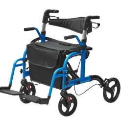 VEVOR 2 in 1 Rollator Walker & Transport Chair for Seniors, Folding Rolling Walker Wheelchair Combo & Footrests, Lightweight Aluminum Mobility Walker with Adjustable Handle, All Terrain Wheels, 300LBS