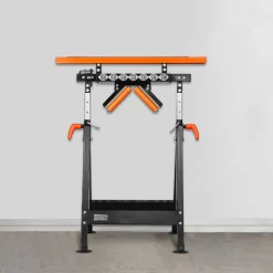VEVOR 4-in-1 Roller Stand, 440 lb Load Capacity, 33-50 in Adjustable Height, Folding Heavy Duty with Rack & Polished Multi-directional Roller Head, for Table Saw Outfeed Woodworking Extension Support