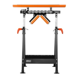 VEVOR 4-in-1 Roller Stand, 440 lb Load Capacity, 33-50 in Adjustable Height, Folding Heavy Duty with Rack & Polished Multi-directional Roller Head, for Table Saw Outfeed Woodworking Extension Support