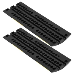 VEVOR 40 in Rubber Speed Bump, 2 Pack, 2 Channel Heavy Duty Traffic Speed Hump, 22000 lbs/Axle Load Capacity, Cable Protector Ramp with Expansion Screws, for Asphalt Concrete Gravel Driveway and Road