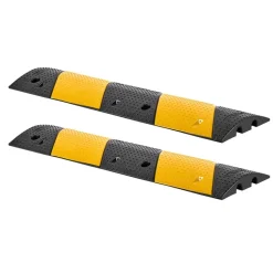 VEVOR 40 in Rubber Speed Bump, 2 Pack, 2 Channel Heavy Duty Traffic Speed Hump, 22000 lbs/Axle Load Capacity, Cable Protector Ramp with Expansion Screws, for Asphalt Concrete Gravel Driveway and Road