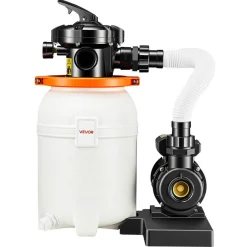 VEVOR 10 in Sand Filter Pump for Above Ground Pool, 0.33 HP 3000 GPH, Swimming Pool Sand Filter Pump with Pre-Assembled & Leak-Resistant Design, 6-Way Valve, High-Efficiency Filtration for Pools