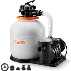 VEVOR 16 in Sand Filter Pump for Above Ground Pool, 0.75 HP 4400 GPH, Swimming Pool Sand Filter Pump with Pre-Assembled & Leak-Resistant Design, 6-Way Valve, High-Efficiency Filtration for Pools