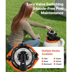 VEVOR 12 in Sand Filter Pump for Above Ground Pool, 0.33 HP 3000 GPH, Swimming Pool Sand Filter Pump with Pre-Assembled & Leak-Resistant Design, 6-Way Valve, High-Efficiency Filtration for Pools