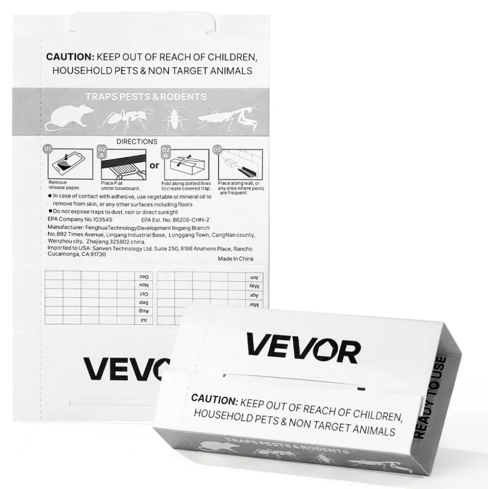 VEVOR Insect Glue Trap, 36 Pack Glue Boards, Peanut Scent, Foldable Design Sticky Pest Control Adhesive Sticky Traps Indoor for Home, Ready to Use for Catching Bugs, Ants, Roaches, Spiders, Centipedes