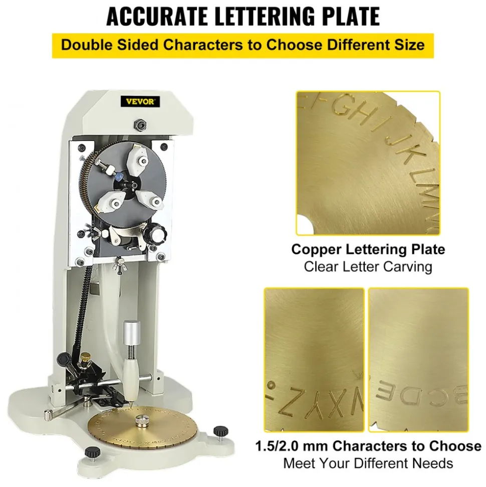 VEVOR Inside Ring Engraver Double Sided Dial Ring Engraver Stamper 1.5mm-2.0mm Character Letter Block Ring Engraver Machine for Rings Inner Engraving
