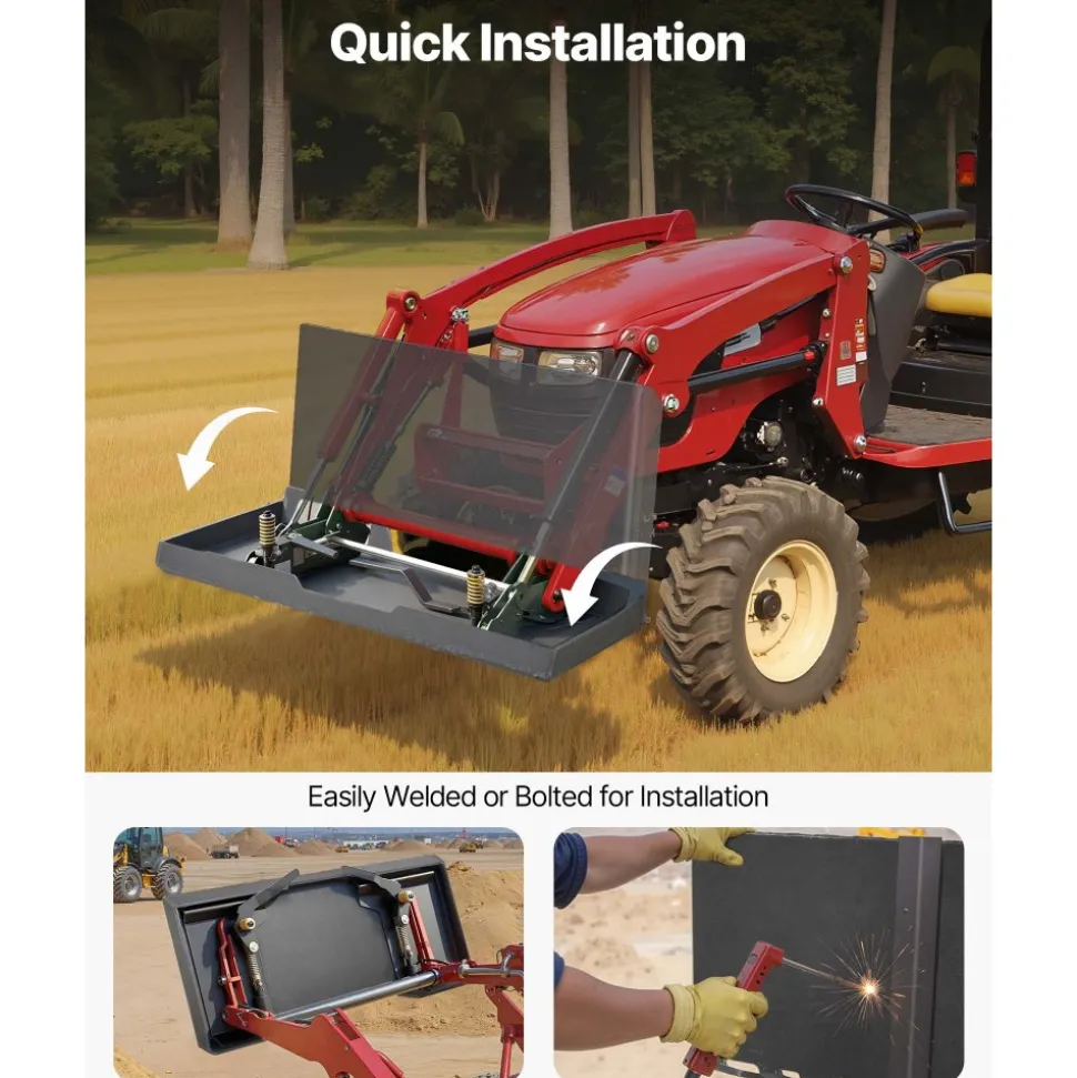 VEVOR 1/2 in Skid Steer Mount Plate Universal Quick Attach Mount Plate, Easy to Bolt, 9000 lbs Load Capacity, Heavy Duty Steel Loader Plates Compatible with Kubota Bobcat Skid Steers and Tractors