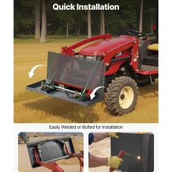 VEVOR 1/4 in Skid Steer Mount Plate, Universal Quick Attach Mount Plate, Easy to Bolt, 3000lbs Load Capacity, Heavy Duty Steel Loader Plates Compatible with Kubota Bobcat Skid Steers & Tractors