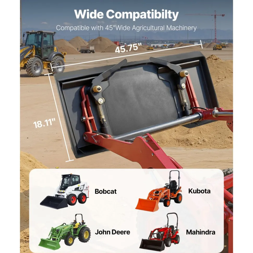 VEVOR 1/4 in Skid Steer Mount Plate, Universal Quick Attach Mount Plate, Easy to Bolt, 3000lbs Load Capacity, Heavy Duty Steel Loader Plates Compatible with Kubota Bobcat Skid Steers & Tractors