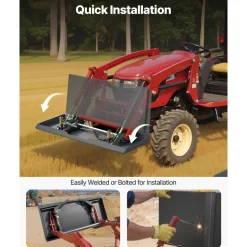 VEVOR 3/8 in Skid Steer Mount Plate, Universal Quick Attach Mount Plate, Easy to Bolt, 7000lbs Load Capacity, Heavy Duty Steel Loader Plates Compatible with Kubota Bobcat Skid Steers & Tractors
