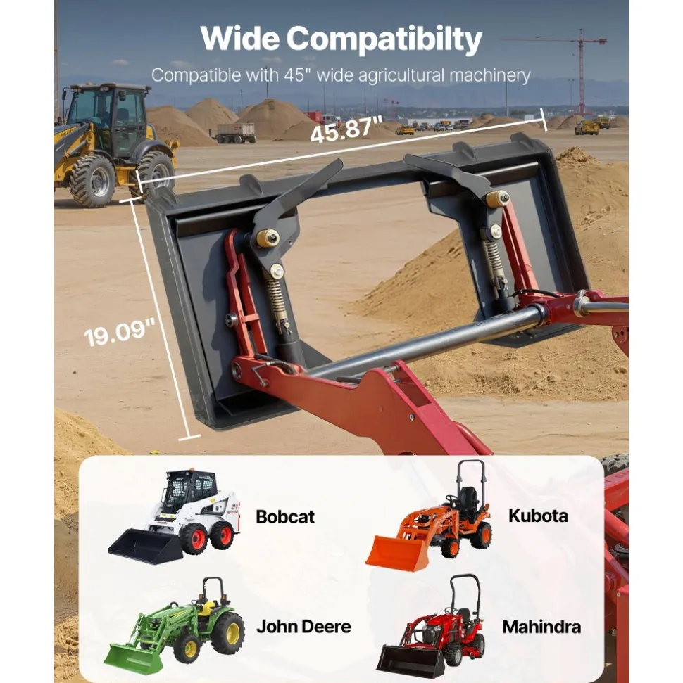 VEVOR 3/8 in Skid Steer Mount Plate Universal Quick Attach Mount Plate, Easy to Bolt, 2000 lbs Load Capacity, Heavy Duty Steel Loader Plates Compatible with Kubota Bobcat Skid Steers and Tractors